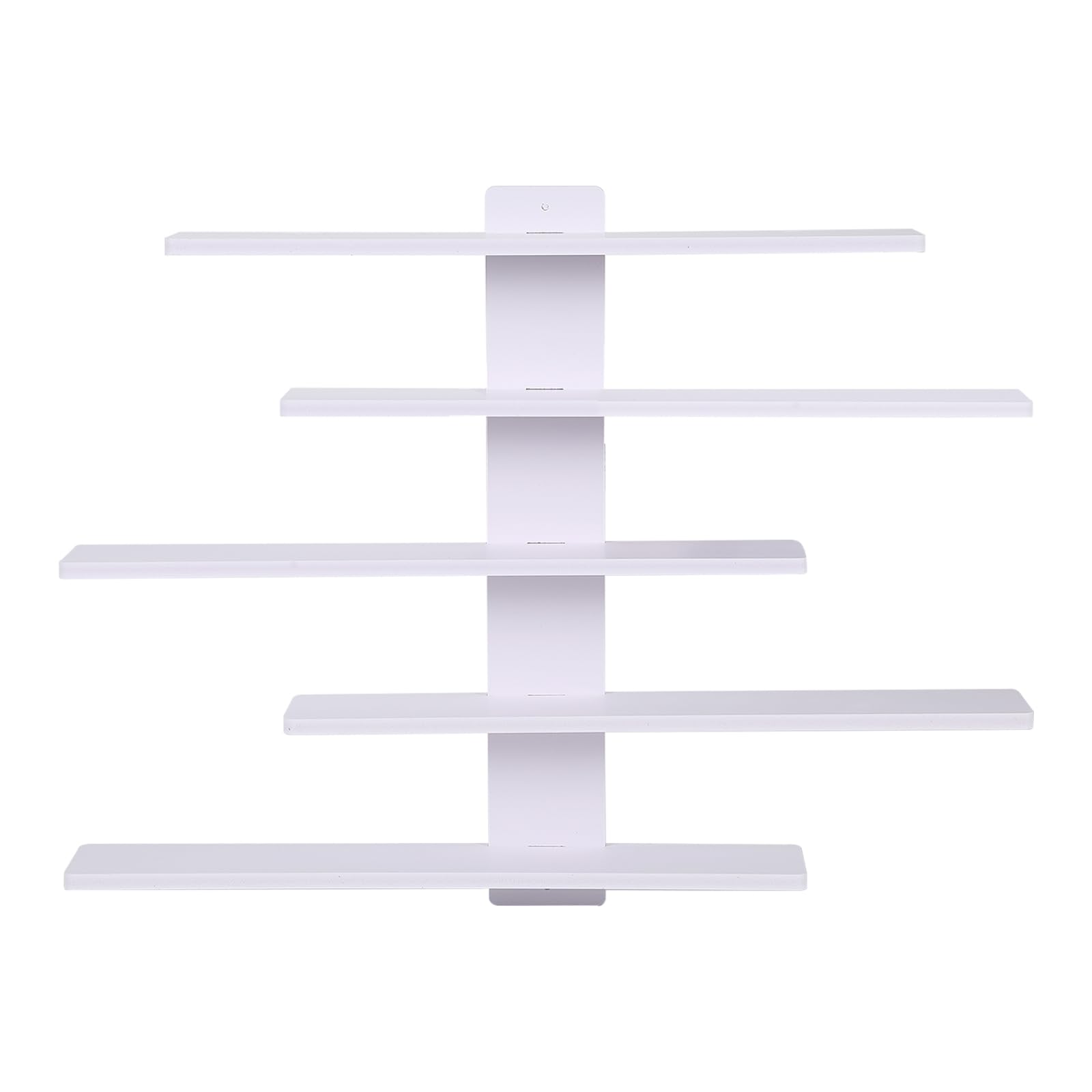 URCheers Floating Wall Shelf, White PVC, 5-Tier Hanging Decorative Shelf for Collectibles, Figurines, Shot Glasses, Mini Decorations and Toys
