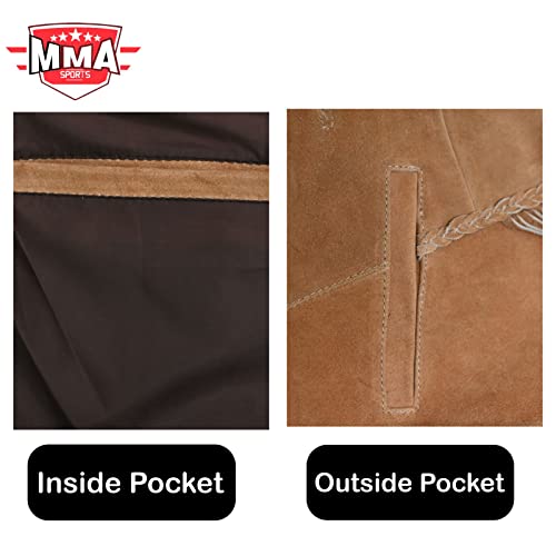 Mma Sports Men's Western Cowboy Jacket With Fringed Beads Native American Suede Leather Coat (Medium) Suede Brown Mma-08 0 #TOP3