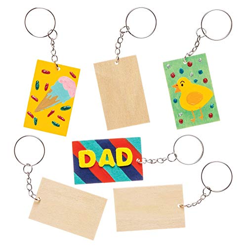 Baker Ross Lot de 8 Porte-Clés en Bois, AW598