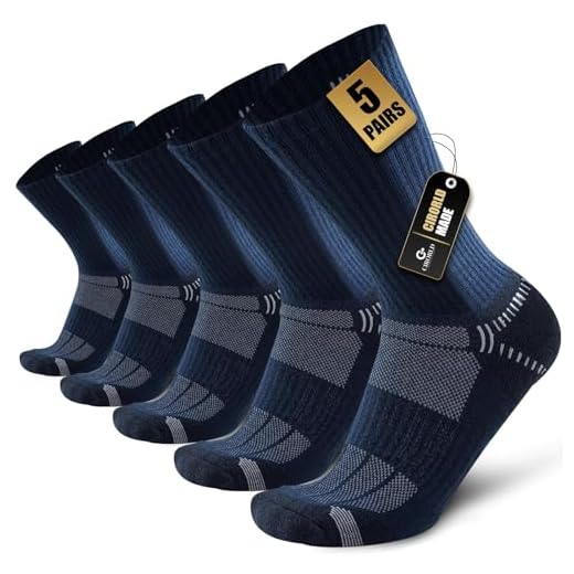 Cirorld Calcetines Hombre Mecha Transpirable Calcetines Deporte Hombre Mujer Calcetines Running para Senderismo Trekking Trabajo Ciclismo Deportivos 5 Pares 43-46 (Azul Marino)