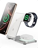 Intoval Metal Charging Station for iPhone 17/16/15/14/13/12/11/XS/XR/XS, 3 in 1 Wireless Charger for Apple Watch 11/Ultra 3/SE/10/9/8/7/6/5/4/3/2, for AirPods 4/Pro/Pro 2/3 (Y9,Silver)
