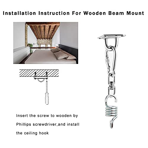 Yesloo Gancio per Soffitto, Girevole a 360°Gancio