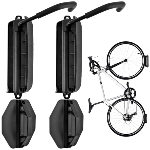 HONUTIGE Swivel Bike Wall Mount, Bike Hangers for Garage Wall Mount Bike Rack Vertical Bike Rack, Heavy-Duty Garage Bike Hanger Space Saving Sturdy Wall Bike Holds up to 66lbs, 2 Pack