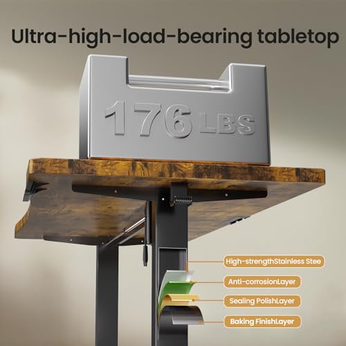 Veken 63 x 28 Inch Electric Standing Desk, Sit to Stand Up, Work Home Office Computer Table for Study, Walking Pad, Writing, and Games, Wooden Desktop Desks, Brown - Image 6
