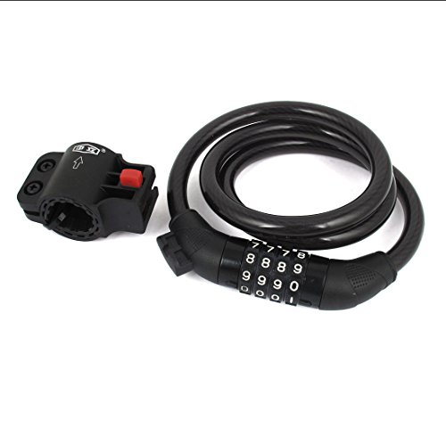 Aexit Motorcycle Bicycle Bike Locks Spiral Steel Wire Cable 4-Digit U-Locks Combination Lock