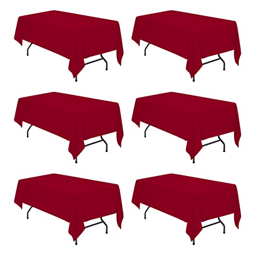 BRILLMAX 6 Pack Burgundy Tablecloths 6 ft Rectangle 60 x 102 in