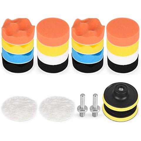 Kshineni Buffing Pads 3 Inch Car Buffer Pad, 22 Pcs Drill Polishing Kit, Car Polisher Pads Kit Sponge Pads Car Foam Drill for Car Polishing, Sanding, Waxing, Sealing Glaze Cover