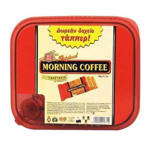 Frou Frou Original Morning Coffee Biscuit - 20 paquetes de 13 g en caja de plástico, apto también para hornear pasteles y pastelería