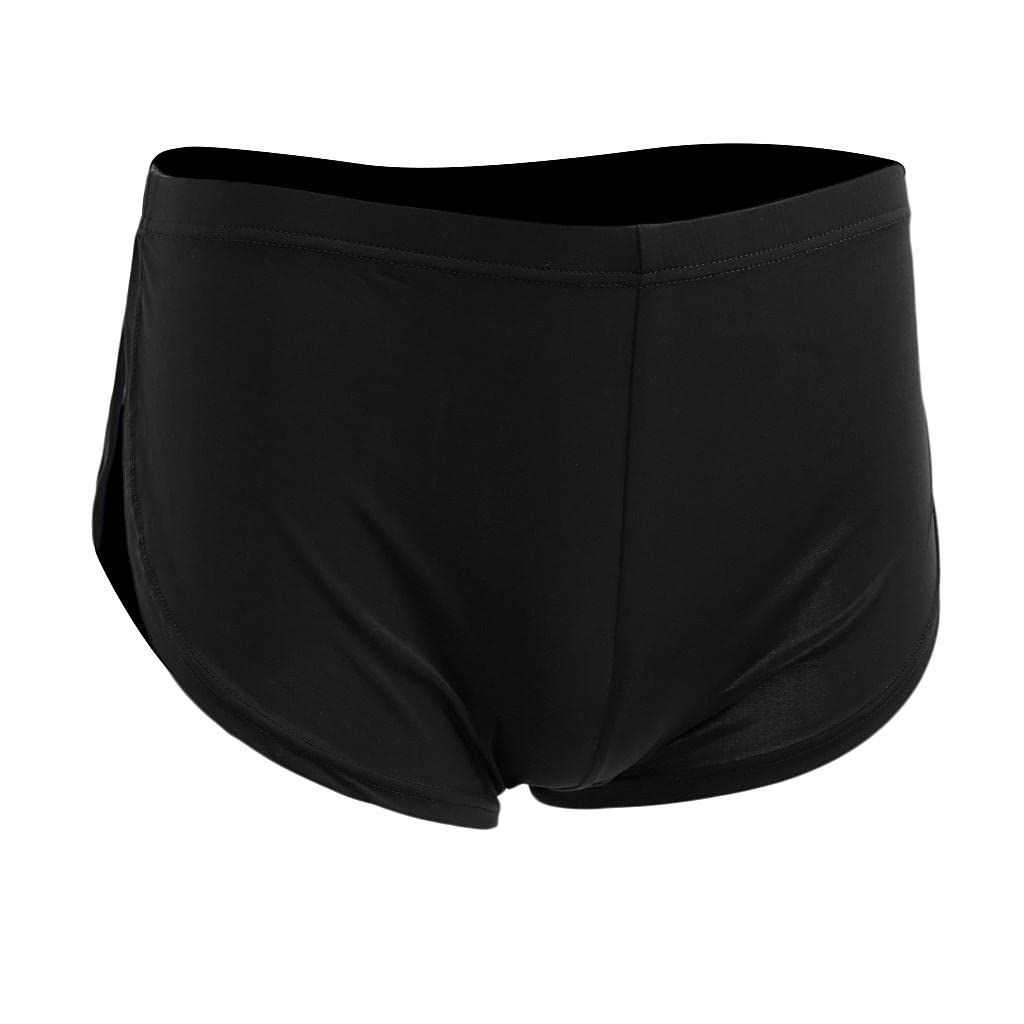 Men's Side Split Solid Briefs Bulge Pouch Boxers Underwear Panties M Black-image-36