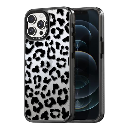 Rosarnnah for iPhone 12 Pro Max Case Aesthetic Black, Black Leopard Print