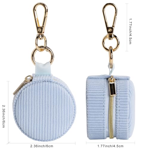 Ring Box & Holder with Keychain, Mini Velvet Jewelry Travel Case, Small Organizer for Earrings Necklaces, Engagement Wedding Couples Gift for Women Bride (Blue) - Image 2