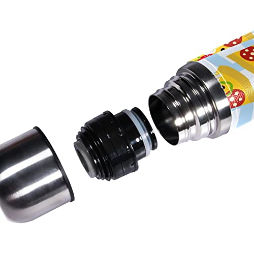 Insulated Water Bottle Stainless Steel Water Bottles Metal Water Bottle, Food Cartoon Pizza Plaid #TOP3