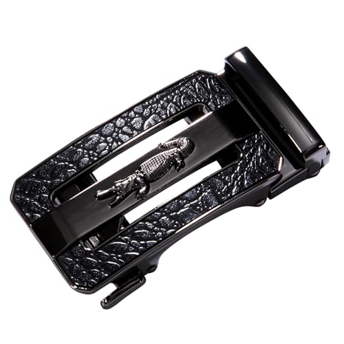 Image of Barry.Wang Mens Belts Leather Ratchet Automatic Buckle Slide Click 1 3 /8 inch Designer Dress Fashion Classic Casual Work Business