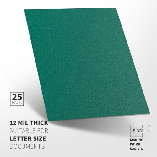 Image of Binditek 12 Mil Sand-Textured Binding Covers, Letter Size, Green, 25 Pack