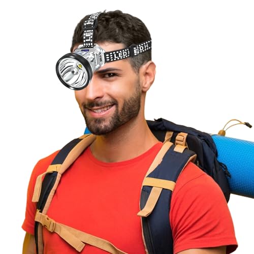 Image of NEWDRU Rechargeable LED Headlamp Torch | Bright & Water-Resistant | 3 Adjustable Light Modes headlamp for Trekking, Camping, Fishing Hiking & Emergency Use