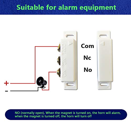 Image of 5Sets Magnetic Reed Switch, Magnetic Door Switch /Magnetic Contact Switch /Normally Open Closed NC NO Door Alarm Window Security, for DC 5V 12V 24V Light (white-31)
