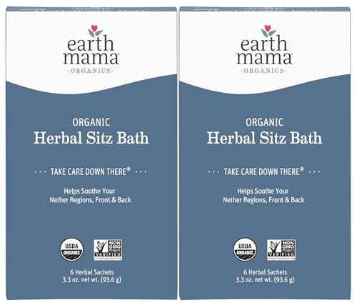 Image of Earth Mama Organic Herbal Sitz Bath | Pregnancy & Postpartum Care, Soothing Sitz Bath for Hemorrhoids Recovery with Witch Hazel, & Calendula (6-Count, 2-Pack)