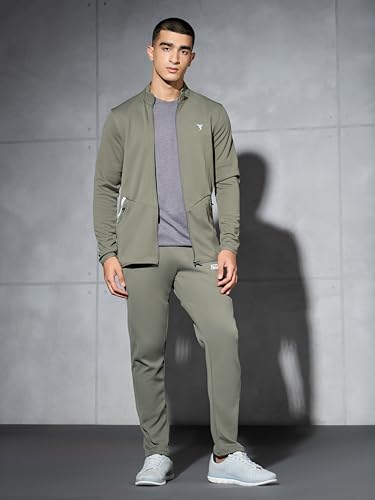Image of TECHNOSPORT Men Polyester Slim Fit Solid Mock Neck Jacket with Elasto Plus, SPF50+ for Sports and Regular Use