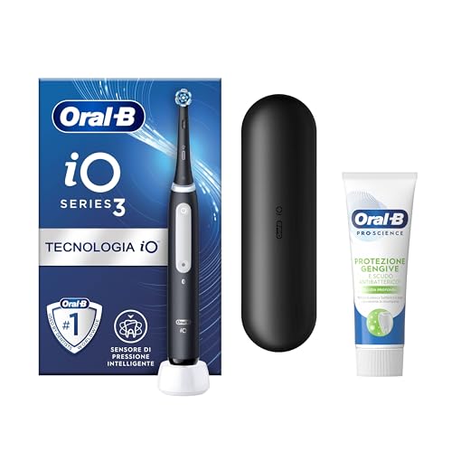 Oral-B Spazzolino Elettrico Ricaricabile iO 3 Nero, 1 Testina Di Ricambio, 1 Custodia Da Viaggio...