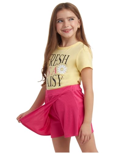 Image of that's my girl Girls Leggings Set - 4 Piece Mix and Match Flare Leggings, Short and Long Sleeve T-Shirt, Skort : Made in USA