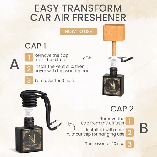Image of Car Air Freshener Aroma Perfume - Car Fresheners With Luxury In Every Diffuser - Long-lasting Fragrance Car Refresher - Car Scents Air Freshener With Alcohol-Free Perfumed Oil (Bleu de France)