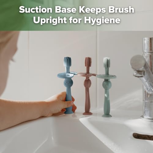 Image of haakaa 360 Baby Toothbrush with Suction Base - Sky Blue