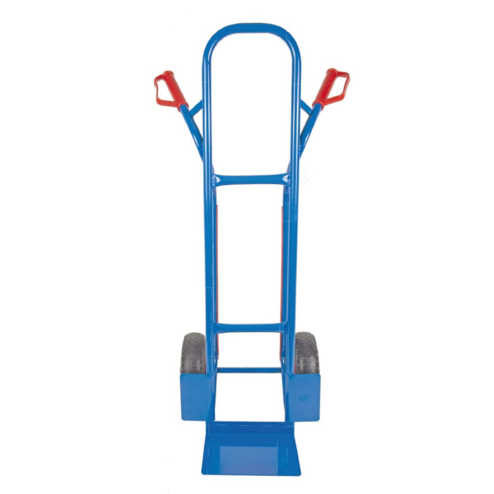 Trestles Profi Sackkarre Sackkarren Vollgummireifen 250kg S04 blau Treppensteiger Transportkarre Treppensackkarre | Stahl | Treppenrutschkufen | Radschutz | große Schaufel | Sicherheitsgriffe