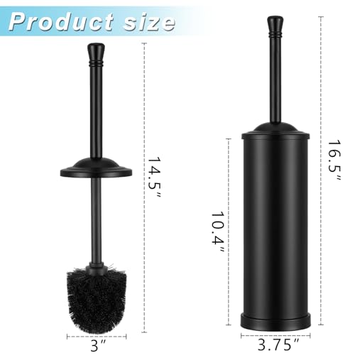 Image of Black Toilet Brush and Holder Set,304 Stainless Steel Toilet Bowl Brush and Holder for Bathroom,Heavy Duty Toilet Brush,Durable Scrubbing Bristles,Splash Resistant,Long Handle