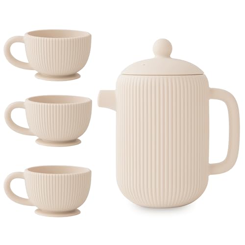 Image of mushie Silicone Baby Tea Play Set | 4 Pieces Kitchen Play Toys for Toddlers 10 Months+ (Shifting Sand)