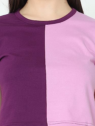 Image of FLEXIMAA Women's Cotton Plain Round Neck Half Sleeve Crop Top