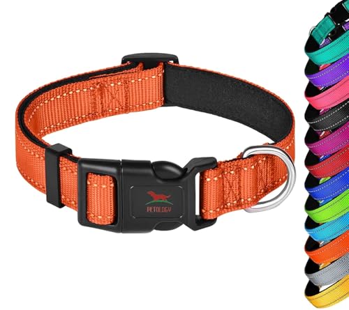 Image of Petology Reflective Adjustable Dog Collar for X-Large Dogs (50-60 cms) | Soft Neoprene Padded Nylon Pet Collar with Safe & Quick Release Buckle | Comfortable, Lightweight & Durable