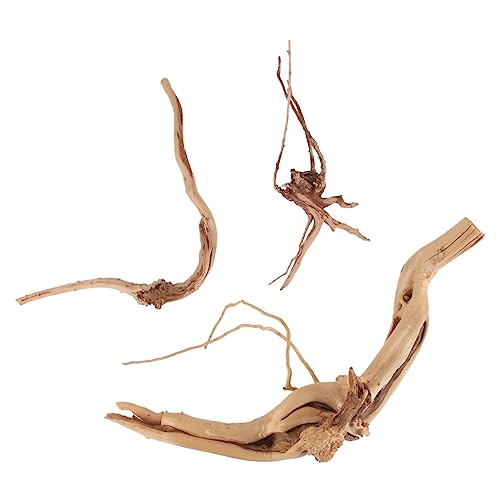 INOOMP 3個 天然木の根 水槽の装飾植物 ジャングルの蔓 水族館 水槽の自然の植物 オーナメント 水槽の木の植物の切り株 自然な幹の木の装飾 水槽の木の飾り 自然の生息地 ランダムカラー