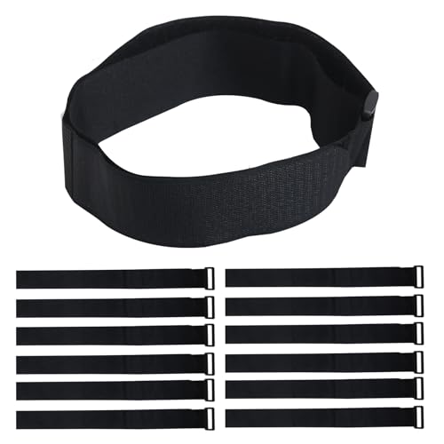 Image of [LZS-FR] 12 Pack Hook and Loop Straps Heavy Duty – Extra Long 1"x20" Adjustable Fastening Cable Ties with Metal Buckle, Reusable Cinch Straps for Wires, Extension Cords, Tools, Camping & Home