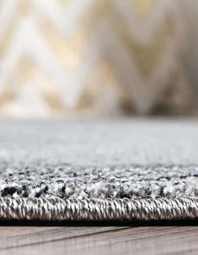 Image of Unique Loom Del Mar Collection Area Rug - Abigail (4' 1 inch Round, Light Gray / Black)