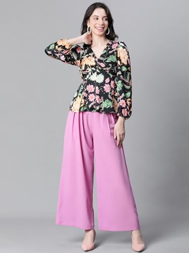 Image of oxolloxo Women Floral Print V-Neck Long Sleeve Top