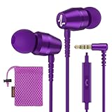 LUDOS OMNITONE Wired Earbuds in-Ear Headphones, 5 Year Warranty, Earphones with Microphone, 3.5 mm Jack Corded Ear Buds, Videoconference for iPhone, Samsung, Laptop, Kids, School Students - Purple