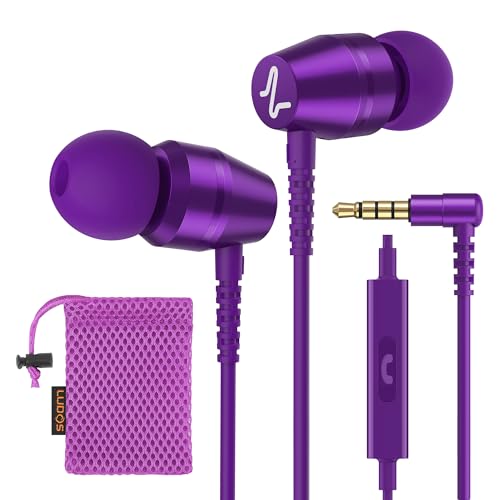 Ludos OMNITONE Auriculares In Ear con Cable y Microfono, 5 Años de Garantía, Auricular con Jack, Cascos Musica con Graves Potentes, para iPhone, iPad, Samsung, Xiaomi, Huawei, Gaming, Móvil   Violeta