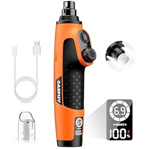Casfuy Smart 6-Speed Dog Nail Grinder – 50% More Power Pet Nail Grinder with 2 LED Lights Quiet Rechargeable Electric Dog Nail Trimmers File Toenail Grinder for Large Medium Small Dogs & Cats(Orange)