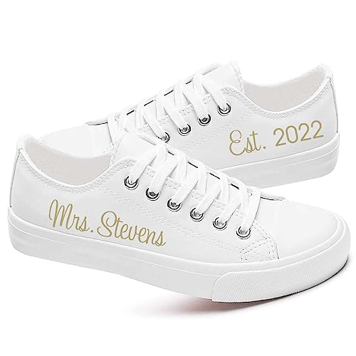 Personalized Bride Sneakers - Custom Bridal Sneakers, Monogrammed Wedding Shoes