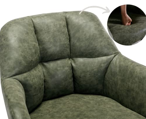 Cimota Swivel Adjustable Bar Stools Set Of 2 Upholstered Leather Counter Height Barstools With Back For Kitchen, Modern Island Chairs Bar Chairs With Footrest For Home Bar/Pub/Dining Room, Green #TOP5