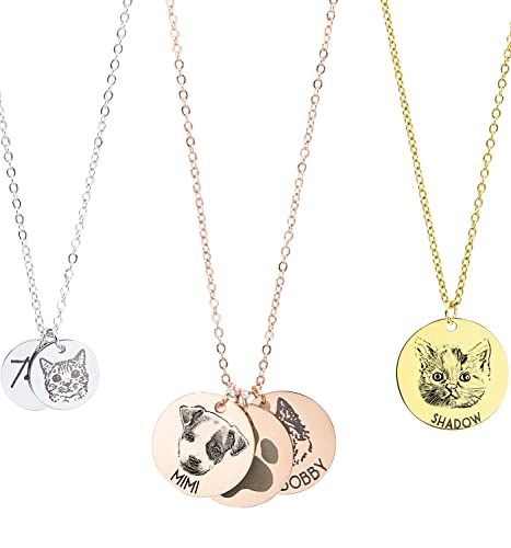 MignonandMignon Pet Portrait Dog Memorial Necklace Personalized Pictures Custom Pet Gift for Mom Dog Mom Mother's Day Gift for Her Pet Loss - ALLCN-AP (18mm)