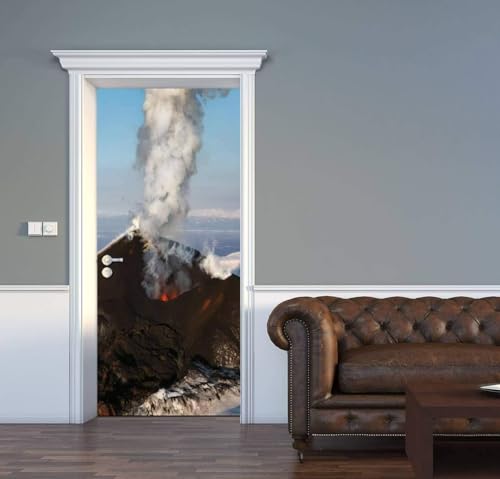 Pegatinas para Puertas de Montañas Door Stickers 3D Adhesivo Vinilo Pegatina Puerta Paisaje Natural Murales Póster Decorativas de Pared Mural Papel Pintado 70x200 cm a/1621