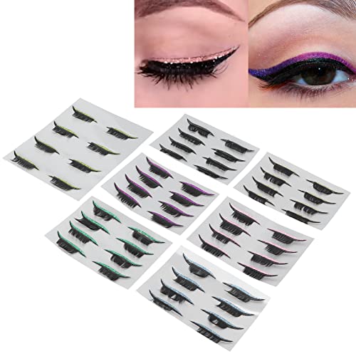 28 Pairs Of False Eyelashes, 7 Colors Reusable Eyeliner Eyelash Stickers Makeup Sticker Waterproof Eye Line Strip Stickers For Women Halloween Masquerade Carnival #TOP4