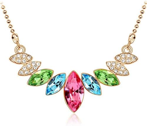 General Gifts Multi Color Fashion Swarovski Elements Crystal Pendant Necklace 18"