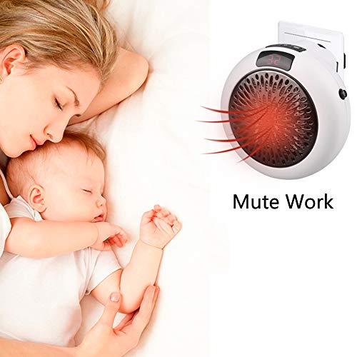 Nishore Mini aquecedor elétrico 1000 W Display digital de 3 segundos aquecedor de parede com redução