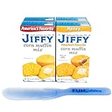 Jiffy Corn Muffin and Honey Corn Muffin Mix 8.5 oz Boxes (Pack of 4 – 2 of Each Variety) with Fun Solutions Mixing Spatula