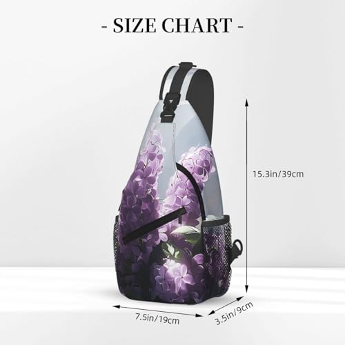 Bolso bandolera cruzado con flores violetas y patrón floral miniatura 3
