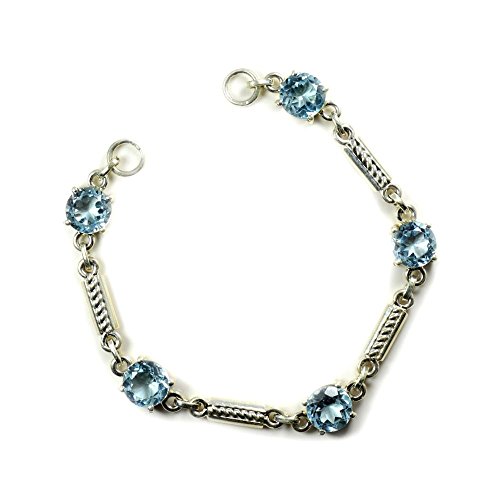 Bracelet topaze bleu naturel en argent 925, cadeau parfait pour femme