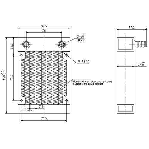 Clyxgs Water Cooling Radiator, 8 Pipe Aluminum Heat Exchanger Radiator with Tube for PC CPU Computer Water Cool System DC12V 80mm