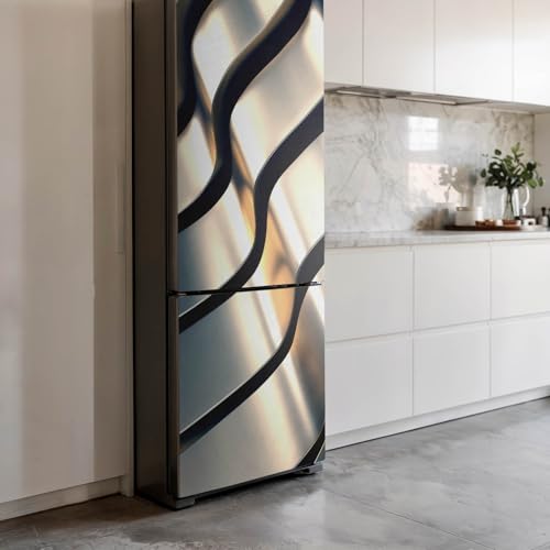Décalcomanie couvrant entièrement le frigo texture métallique chic